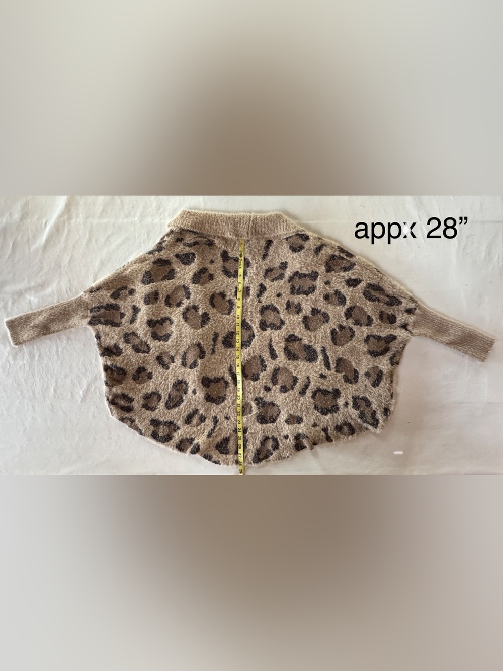 Pink Lily Leopard Open Front Cardigan Dolman Sleeves Relaxed Fit Soft & Cozy (S) - Picture 11 of 16